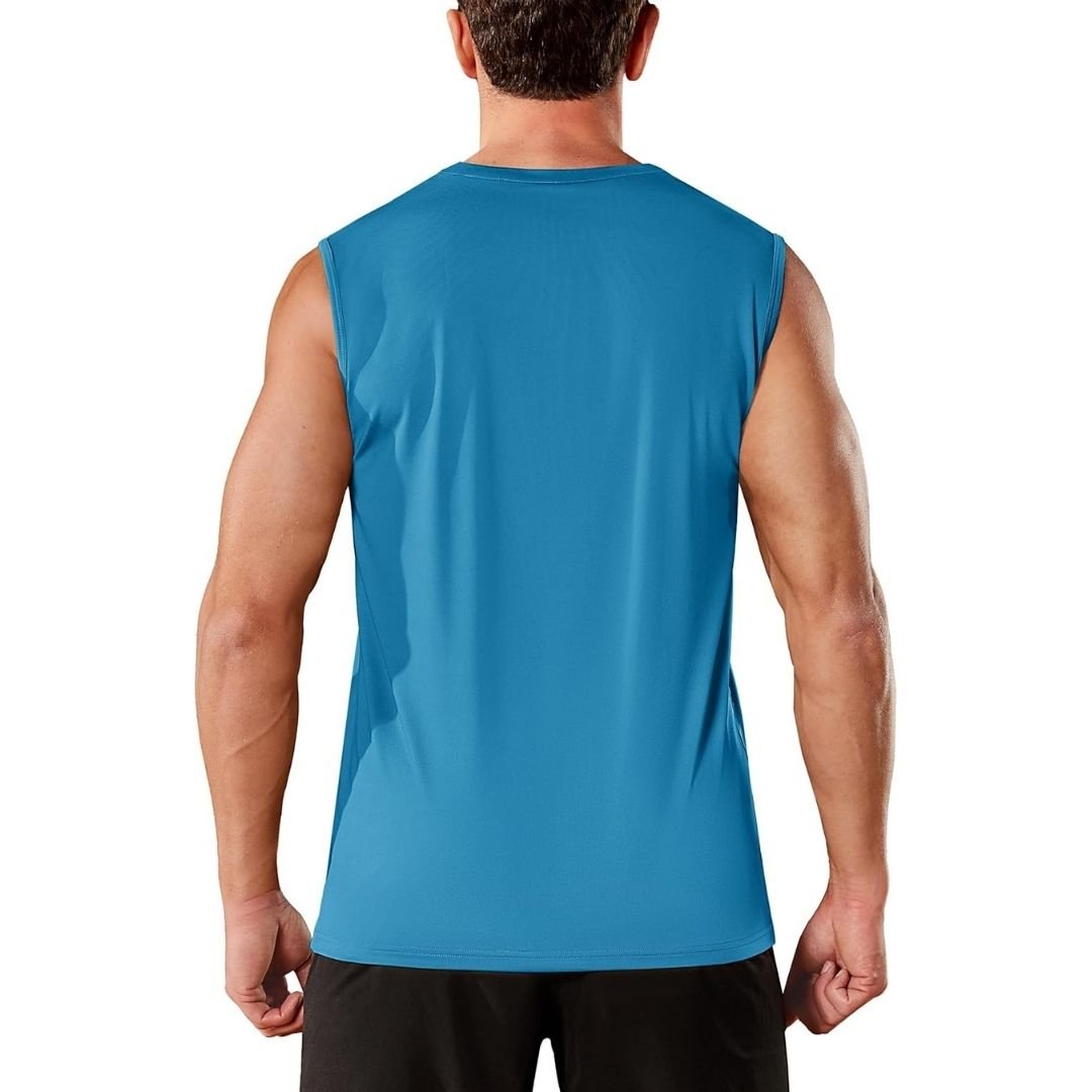 TACVASEN Blue Green Men's Sleeveless Shirt Quick Dry UPF 50+ Gym Tank Top