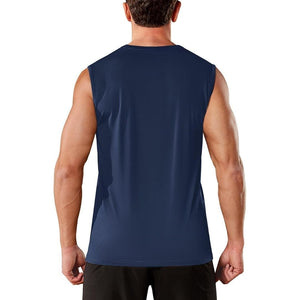 TACVASEN Navy Men's Sleeveless Shirt Quick Dry UPF 50+ Gym Tank Top