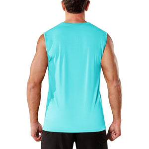 TACVASEN Light Lake Blue Men's Sleeveless Shirt Quick Dry UPF 50+ Gym Tank Top