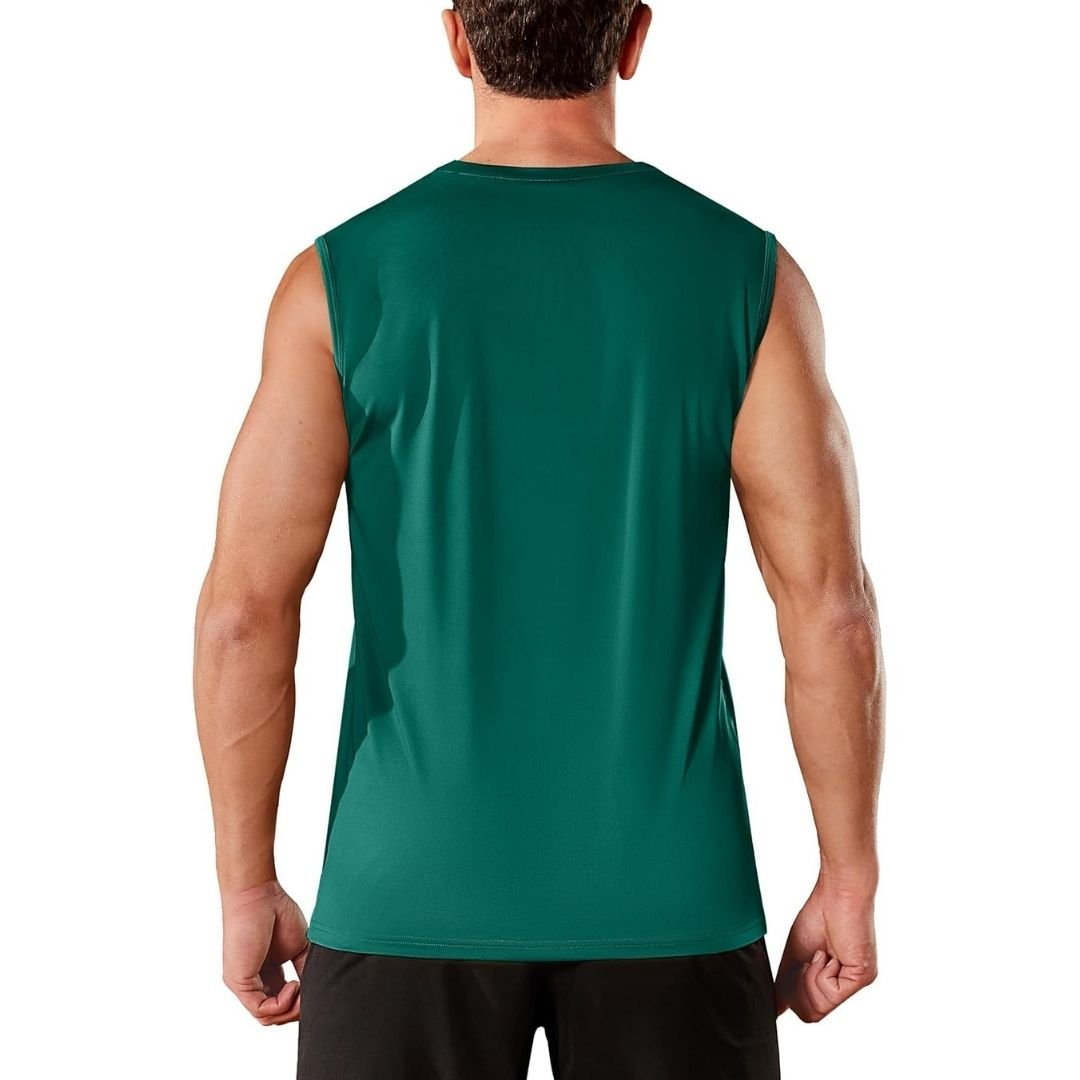 TACVASEN Emerald Green Men's Sleeveless Shirt Quick Dry UPF 50+ Gym Tank Top