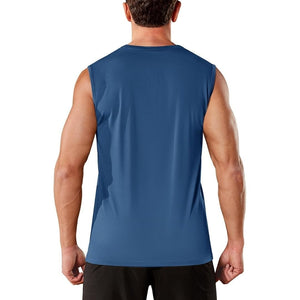 TACVASEN Blue Grey Men's Sleeveless Shirt Quick Dry UPF 50+ Gym Tank Top