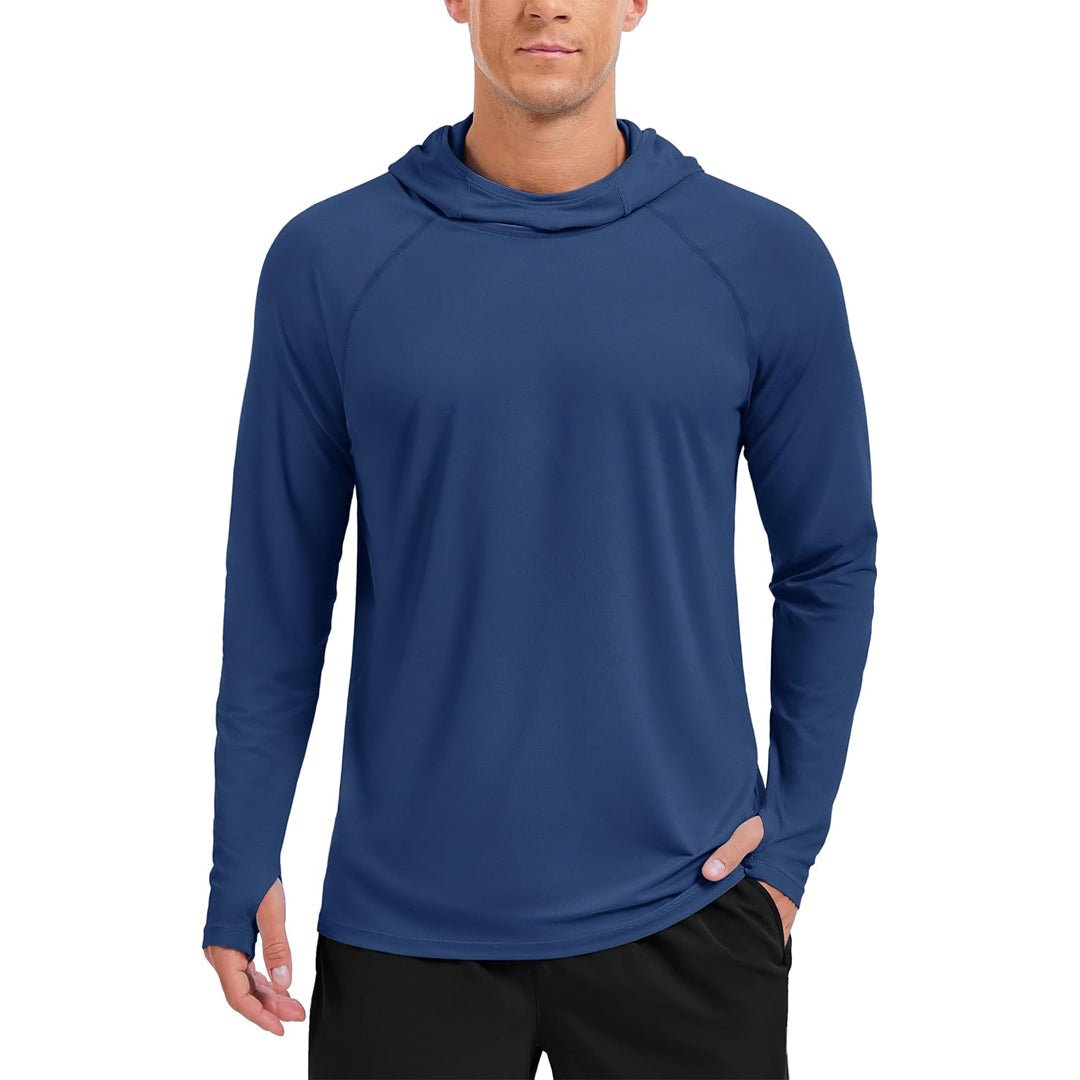 TACVASEN Blue Grey Men's UPF 50+ Sun Hoodie Long Sleeve Quick Dry Rash Guard Shirt