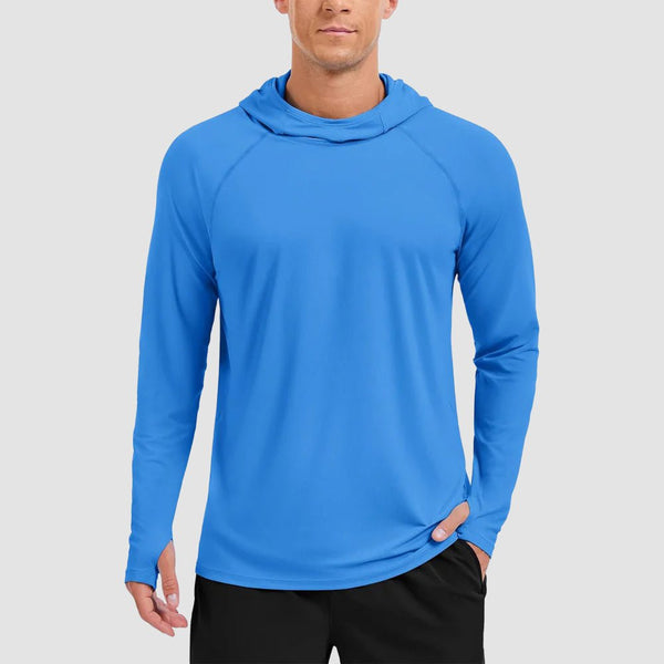 TACVASEN Azure Men's UPF 50+ Sun Hoodie Long Sleeve Quick Dry Rash Guard Shirt