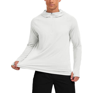 TACVASEN White Quarter Zip UPF 50+ Sun Protection Hoodie Shirts