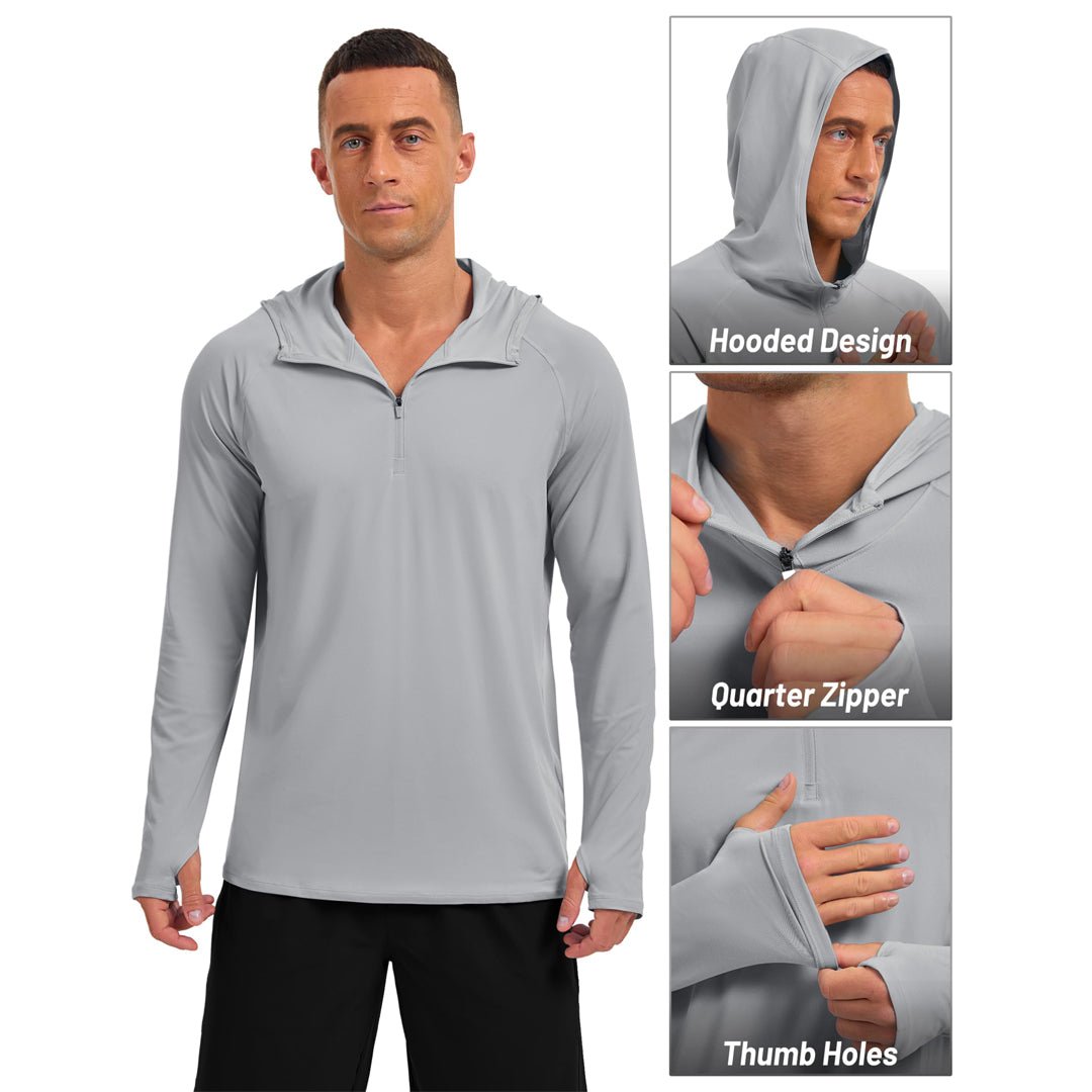 TACVASEN Sky Blue Quarter Zip UPF 50+ Sun Protection Hoodie Shirts