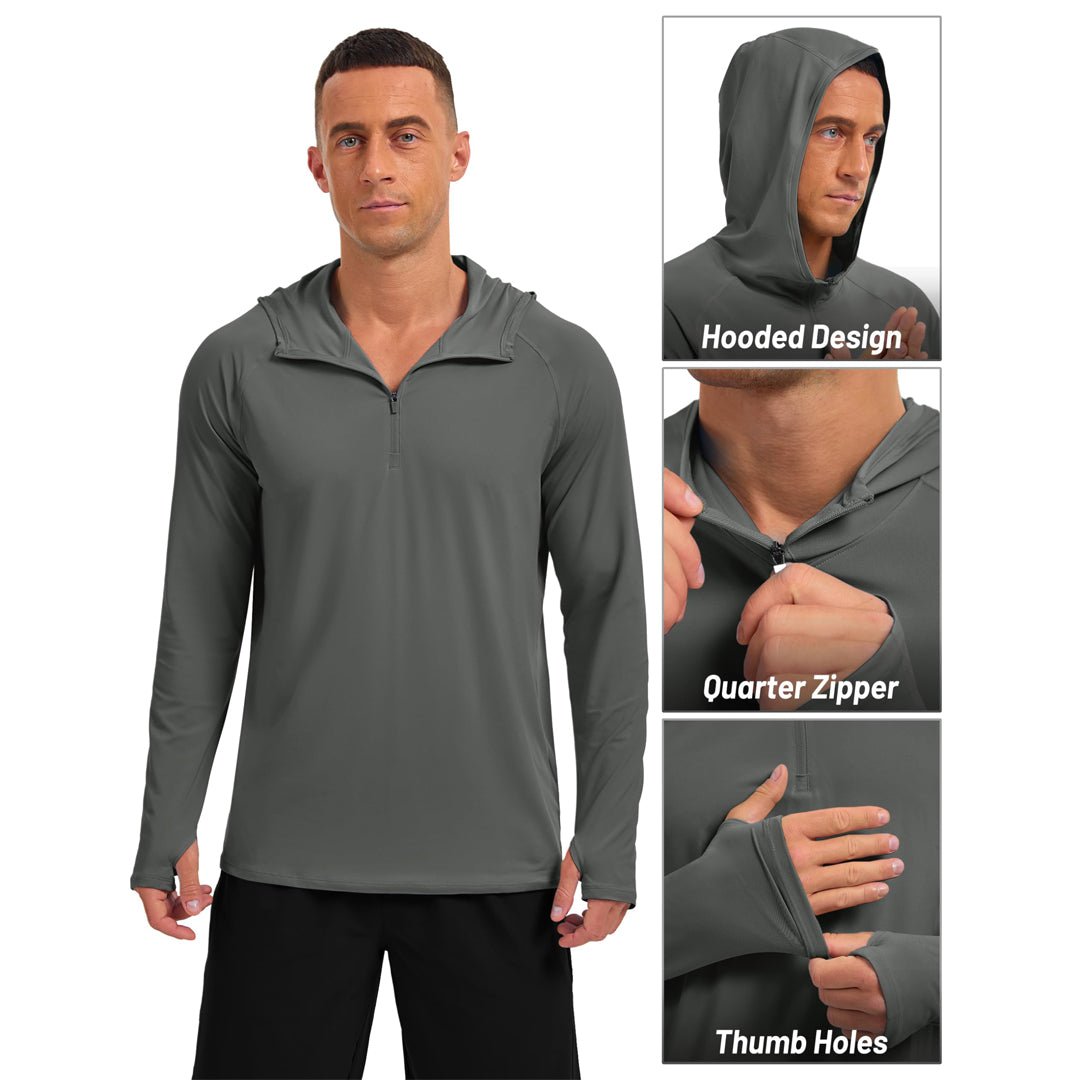 TACVASEN Sky Blue Quarter Zip UPF 50+ Sun Protection Hoodie Shirts