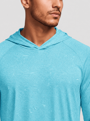 TACVASEN Sea Blue Men's UPF 50+ Sun Protection Hoodies with Thumb Holes