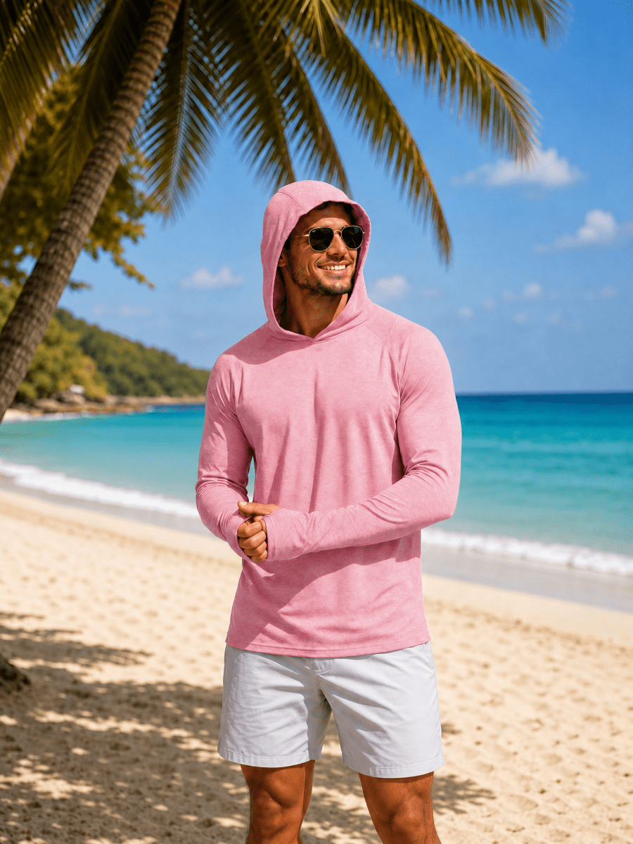 TACVASEN Sea Blue Men's UPF 50+ Sun Protection Hoodies with Thumb Holes