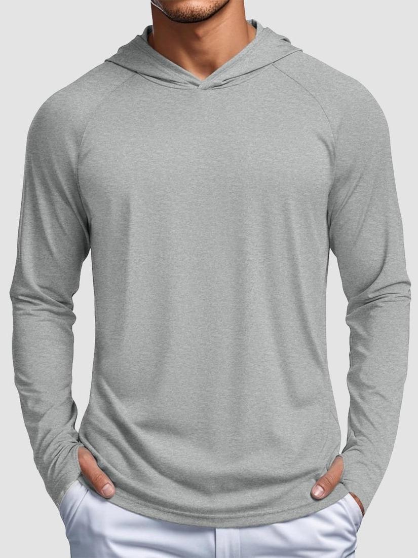 TACVASEN Sea Blue Men's UPF 50+ Sun Protection Hoodies with Thumb Holes