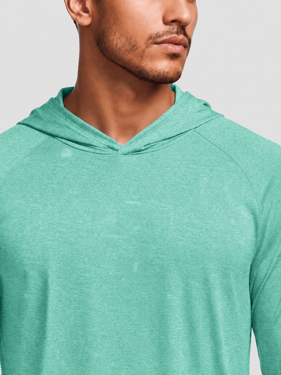 TACVASEN Sea Blue Men's UPF 50+ Sun Protection Hoodies with Thumb Holes