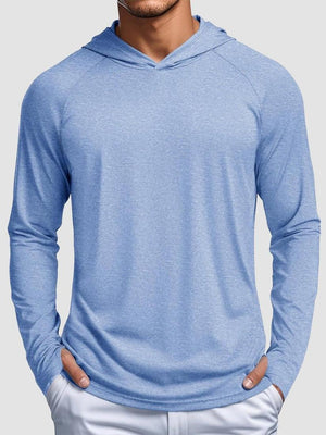 TACVASEN Sea Blue Men's UPF 50+ Sun Protection Hoodies with Thumb Holes