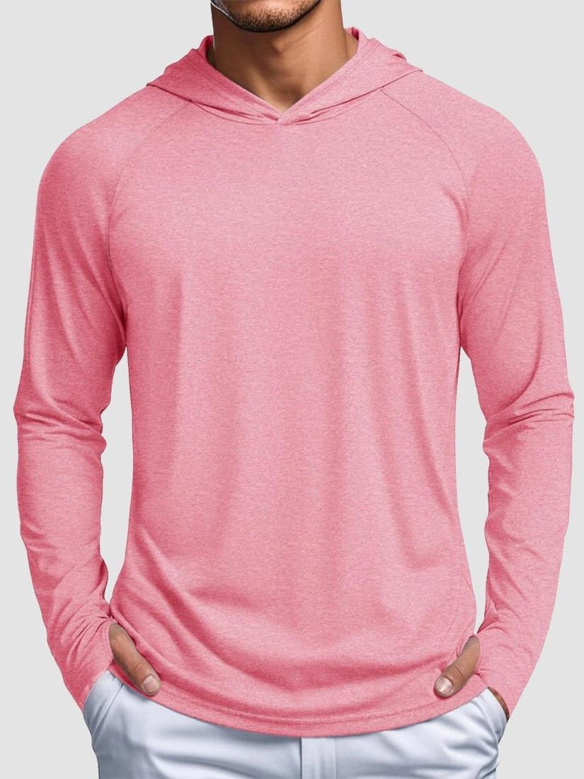 TACVASEN Sea Blue Men's UPF 50+ Sun Protection Hoodies with Thumb Holes