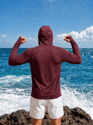 TACVASEN Sea Blue Men's UPF 50+ Sun Protection Hoodies with Thumb Holes