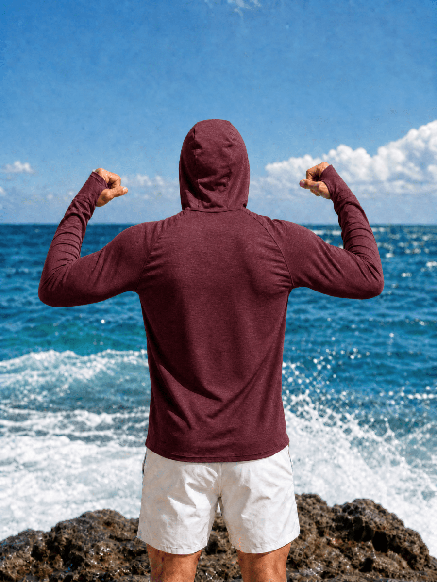 TACVASEN Sea Blue Men's UPF 50+ Sun Protection Hoodies with Thumb Holes