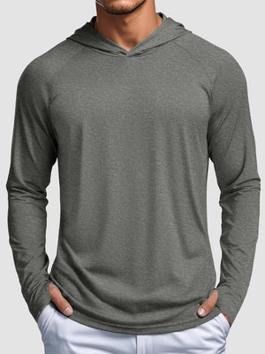 TACVASEN Sea Blue Men's UPF 50+ Sun Protection Hoodies with Thumb Holes