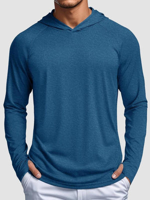 TACVASEN Sea Blue Men's UPF 50+ Sun Protection Hoodies with Thumb Holes