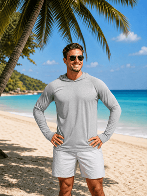 TACVASEN Sea Blue Men's UPF 50+ Sun Protection Hoodies with Thumb Holes