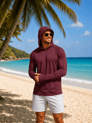TACVASEN Sea Blue Men's UPF 50+ Sun Protection Hoodies with Thumb Holes