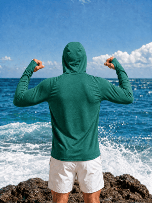 TACVASEN Sea Blue Men's UPF 50+ Sun Protection Hoodies with Thumb Holes