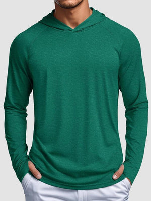 TACVASEN Sea Blue Men's UPF 50+ Sun Protection Hoodies with Thumb Holes