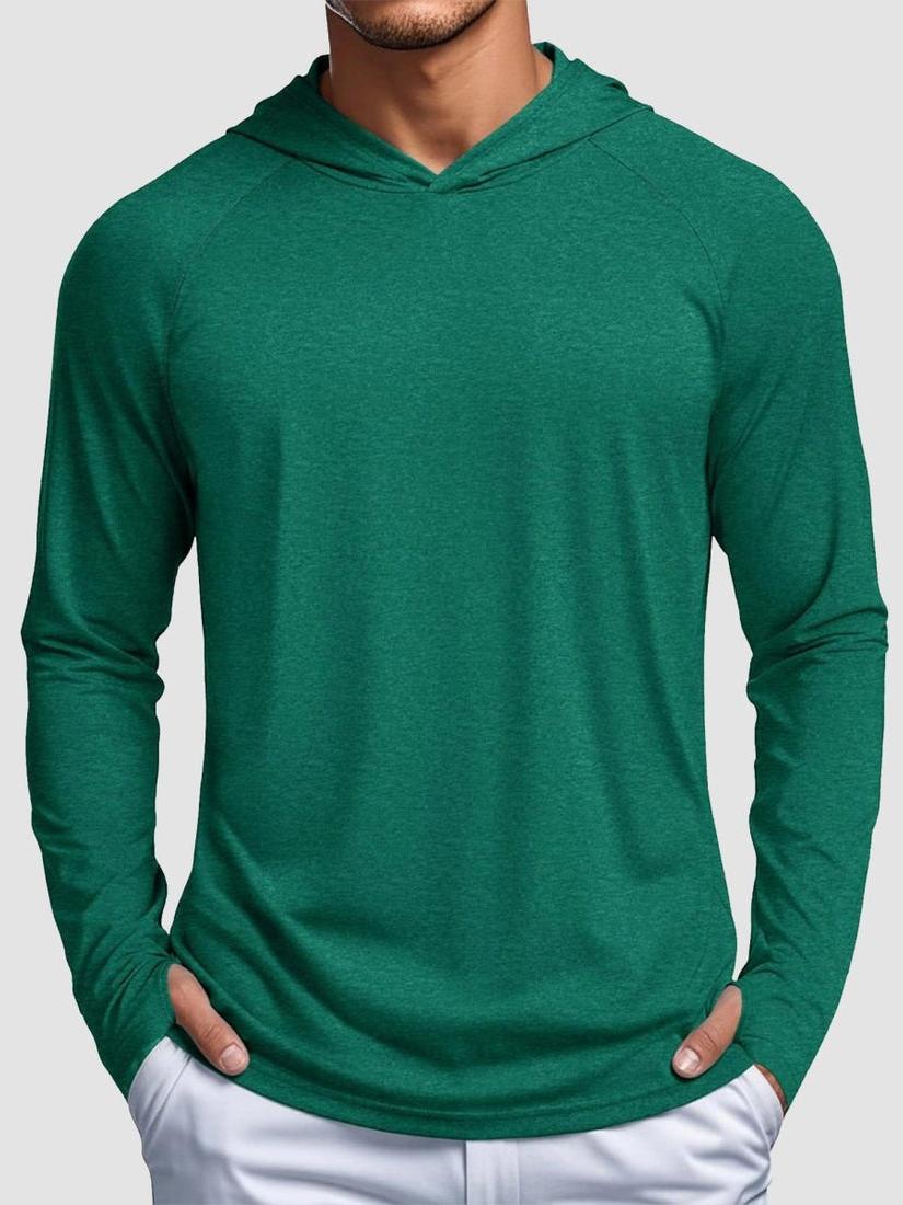 TACVASEN Sea Blue Men's UPF 50+ Sun Protection Hoodies with Thumb Holes