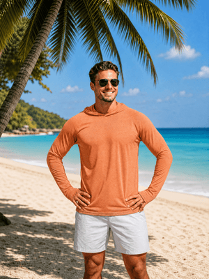 TACVASEN Sea Blue Men's UPF 50+ Sun Protection Hoodies with Thumb Holes