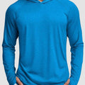 TACVASEN Sea Blue Men's UPF 50+ Sun Protection Hoodies with Thumb Holes