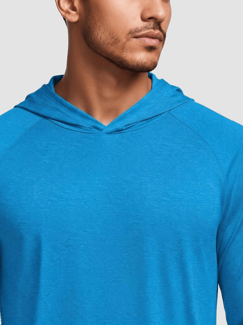 TACVASEN Sea Blue Men's UPF 50+ Sun Protection Hoodies with Thumb Holes