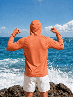TACVASEN Sea Blue Men's UPF 50+ Sun Protection Hoodies with Thumb Holes