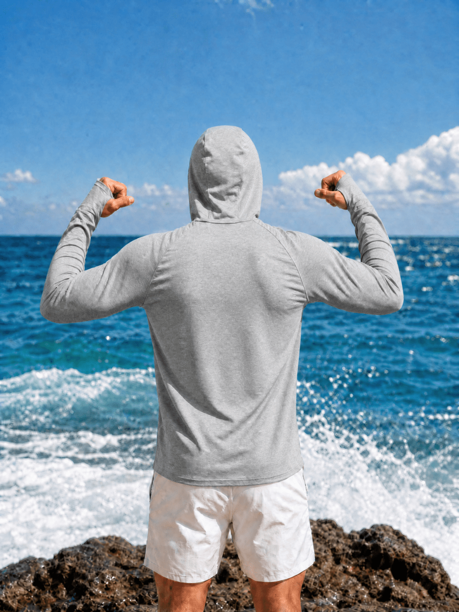 TACVASEN Sea Blue Men's UPF 50+ Sun Protection Hoodies with Thumb Holes