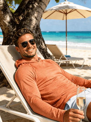 TACVASEN Sea Blue Men's UPF 50+ Sun Protection Hoodies with Thumb Holes