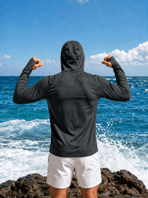 TACVASEN Sea Blue Men's UPF 50+ Sun Protection Hoodies with Thumb Holes