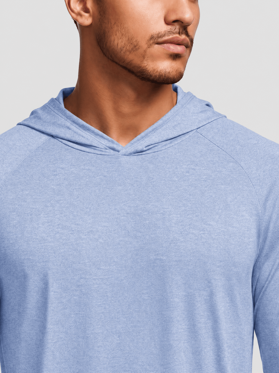 TACVASEN Sea Blue Men's UPF 50+ Sun Protection Hoodies with Thumb Holes