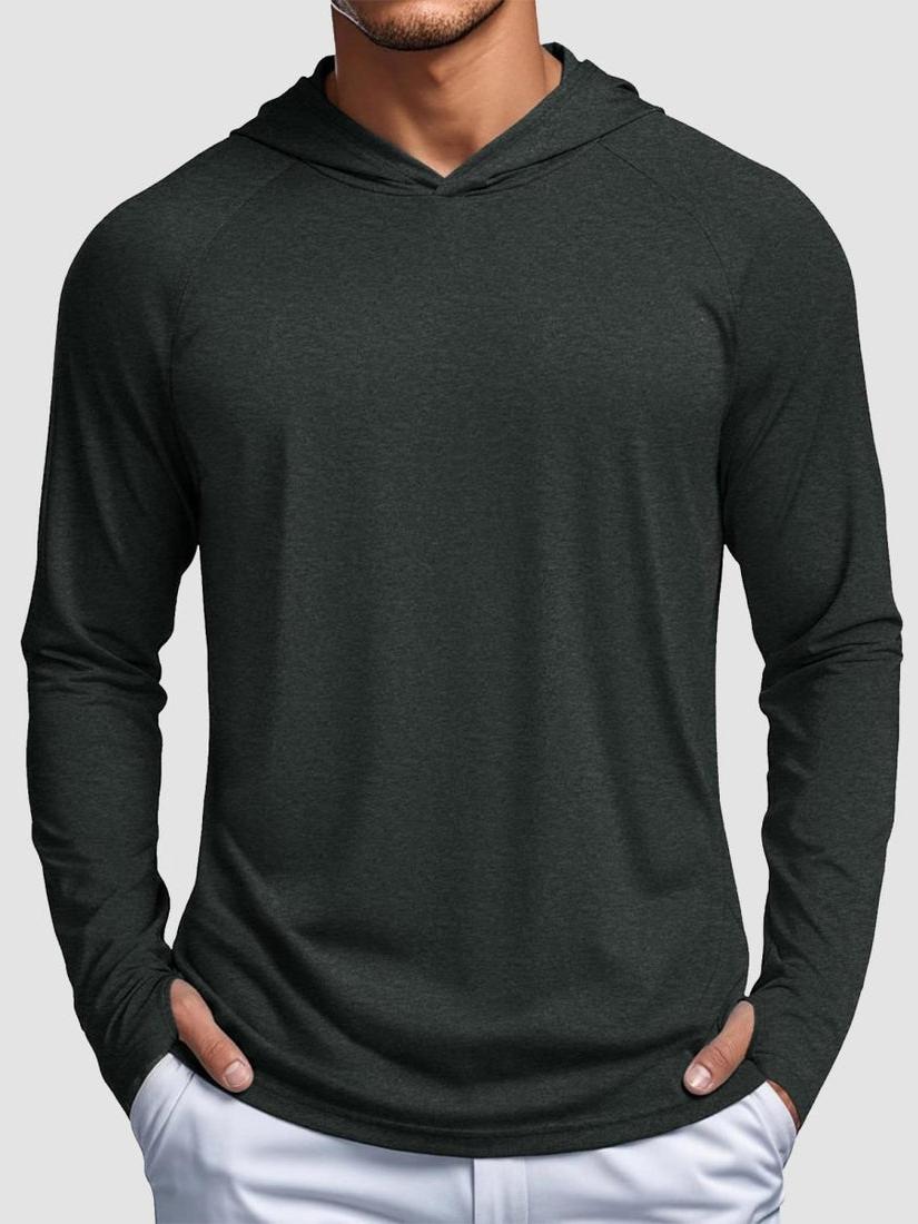TACVASEN Sea Blue Men's UPF 50+ Sun Protection Hoodies with Thumb Holes