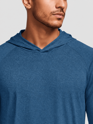 TACVASEN Sea Blue Men's UPF 50+ Sun Protection Hoodies with Thumb Holes