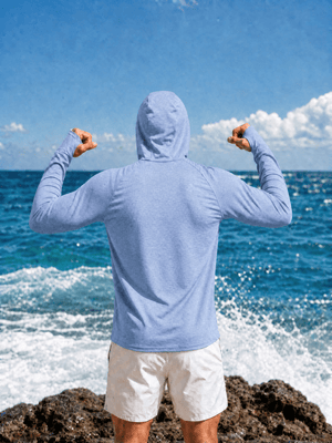 TACVASEN Sea Blue Men's UPF 50+ Sun Protection Hoodies with Thumb Holes