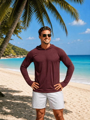 TACVASEN Sea Blue Men's UPF 50+ Sun Protection Hoodies with Thumb Holes