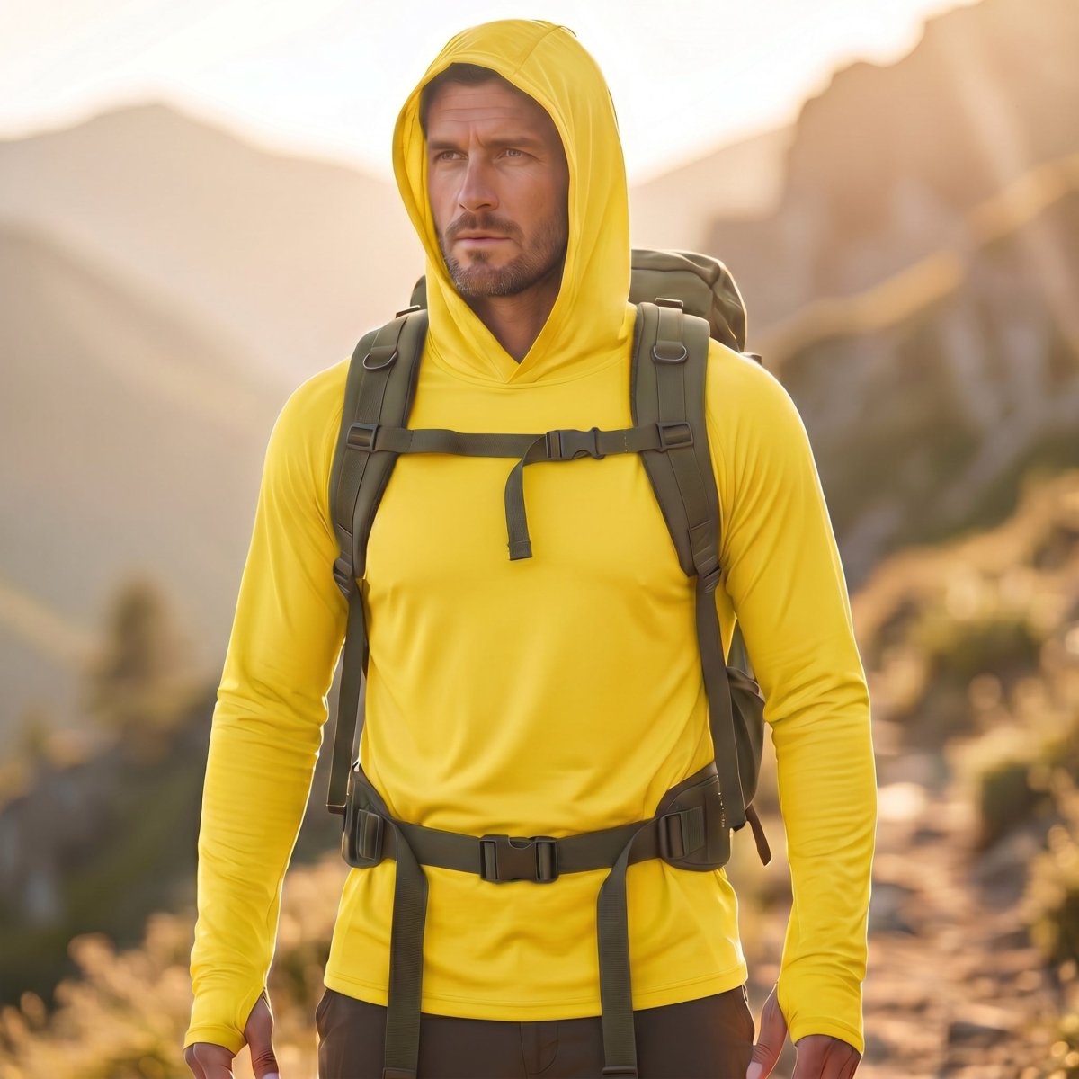 TACVASEN Yellow Men's UPF 50+ Sun Protective Athletic Rash Guard Shirts