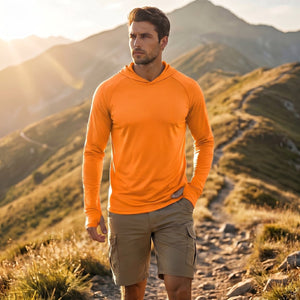 TACVASEN Orange Men's UPF 50+ Sun Protective Athletic Rash Guard Shirts