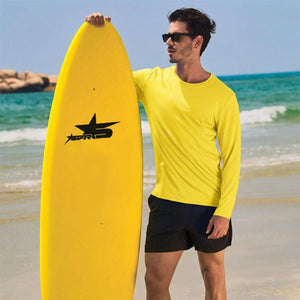 TACVASEN Yellow Men's UPF 80+ Sun Shirt Quick Dry Long Sleeve Rashguard