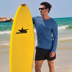 TACVASEN Blue Grey Men's UPF 80+ Sun Shirt Quick Dry Long Sleeve Rashguard