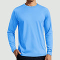 TACVASEN Waterfall Blue Men's UPF 80+ Sun Shirt Quick Dry Long Sleeve Rashguard