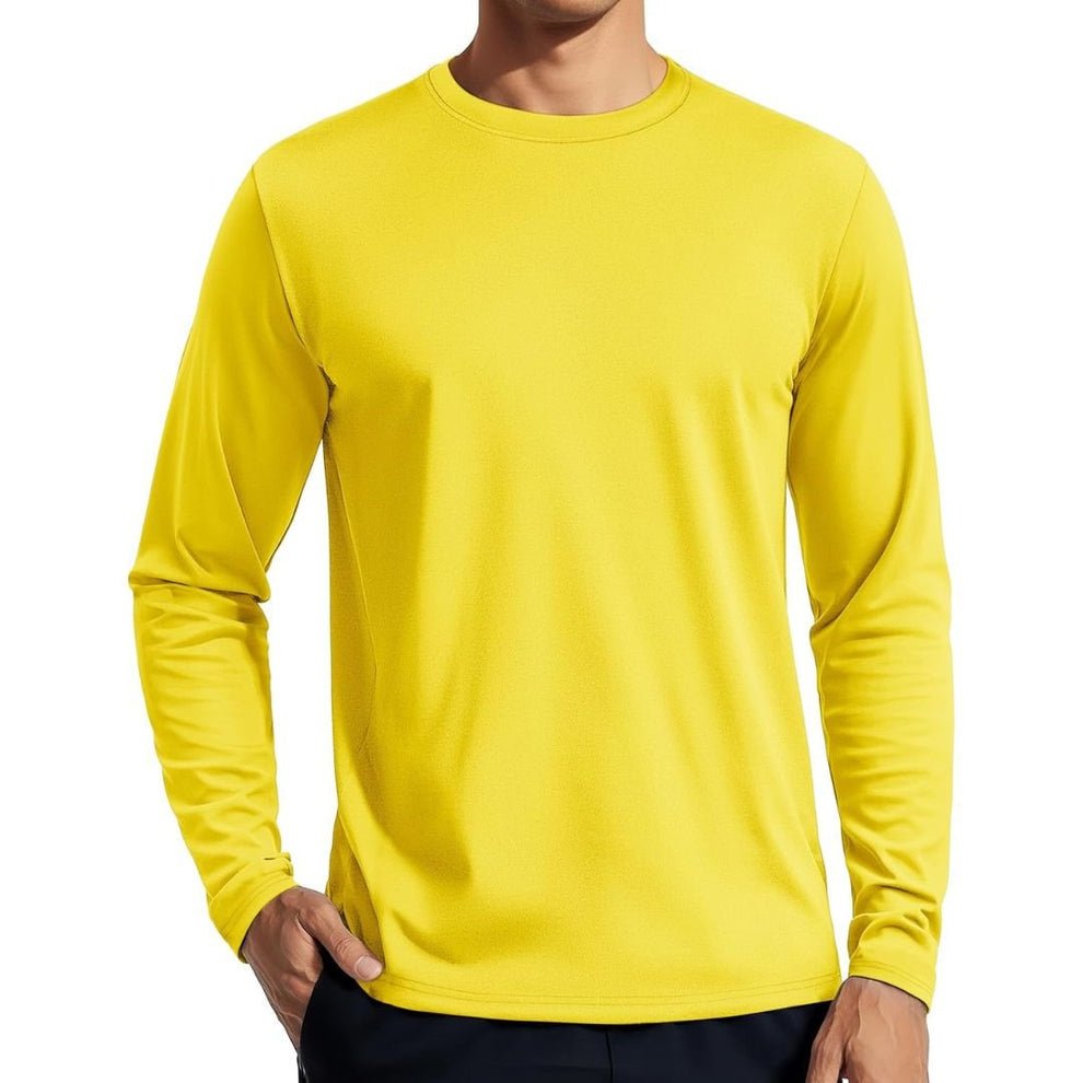 TACVASEN Yellow Men's UPF 80+ Sun Shirt Quick Dry Long Sleeve Rashguard