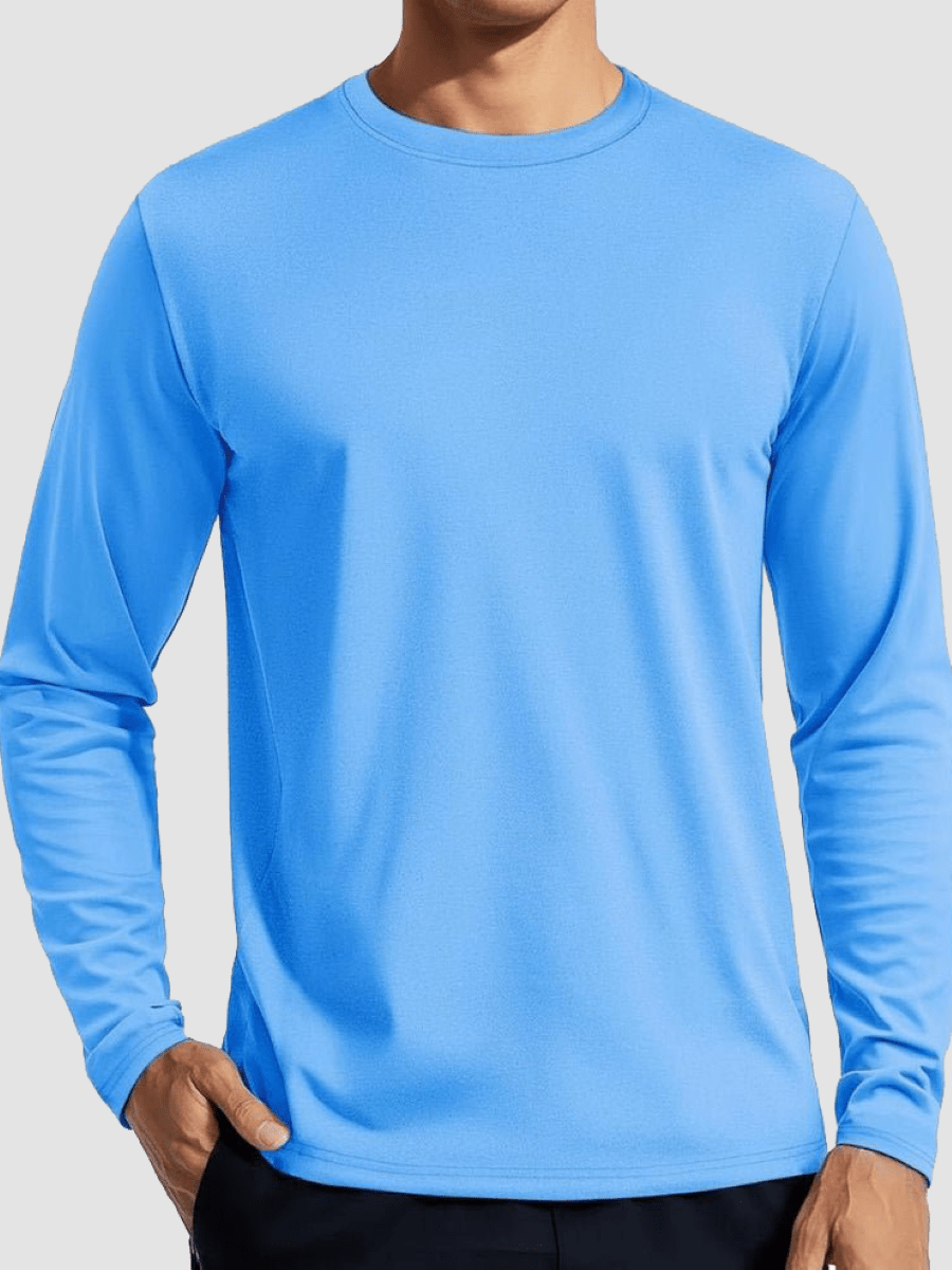 TACVASEN Waterfall Blue Men's UPF 80+ Sun Shirt Quick Dry Long Sleeve Shirts