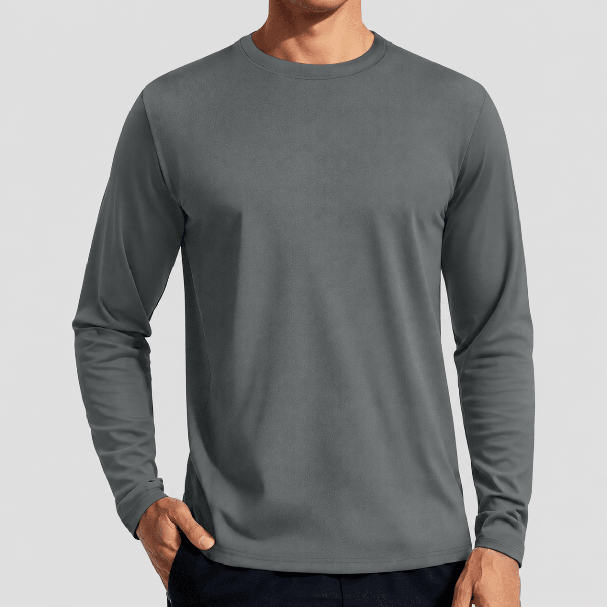 TACVASEN Dark Grey Men's UPF 80+ Sun Shirt Quick Dry Long Sleeve Shirts