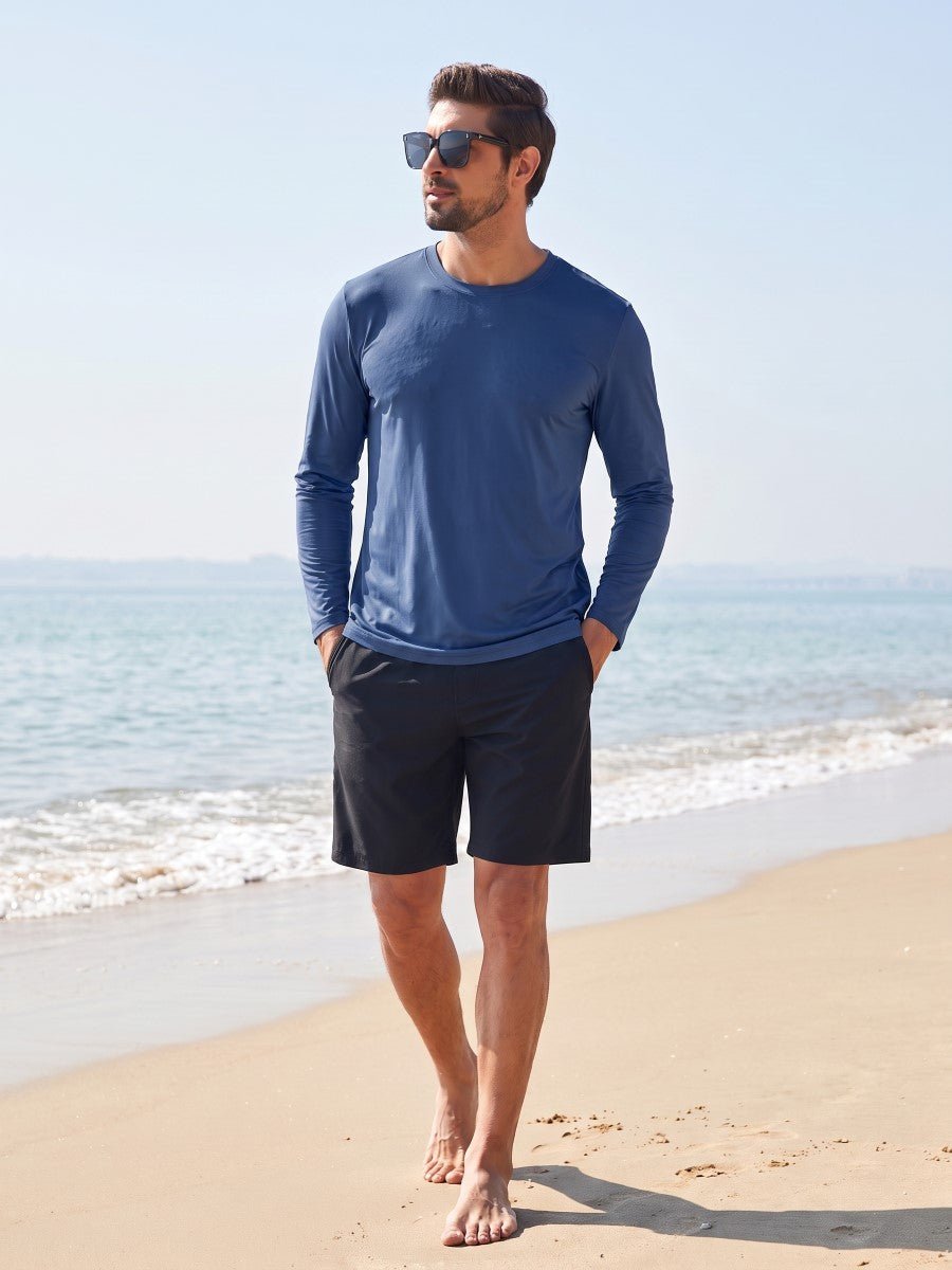 TACVASEN Navy Men's UPF 80+ Sun Shirt Quick Dry Long Sleeve Shirts