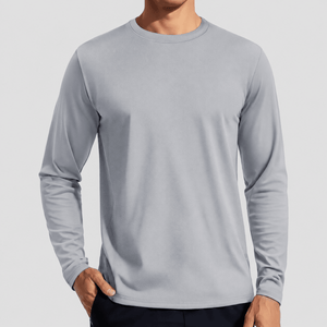 TACVASEN Light Grey Men's UPF 80+ Sun Shirt Quick Dry Long Sleeve Shirts