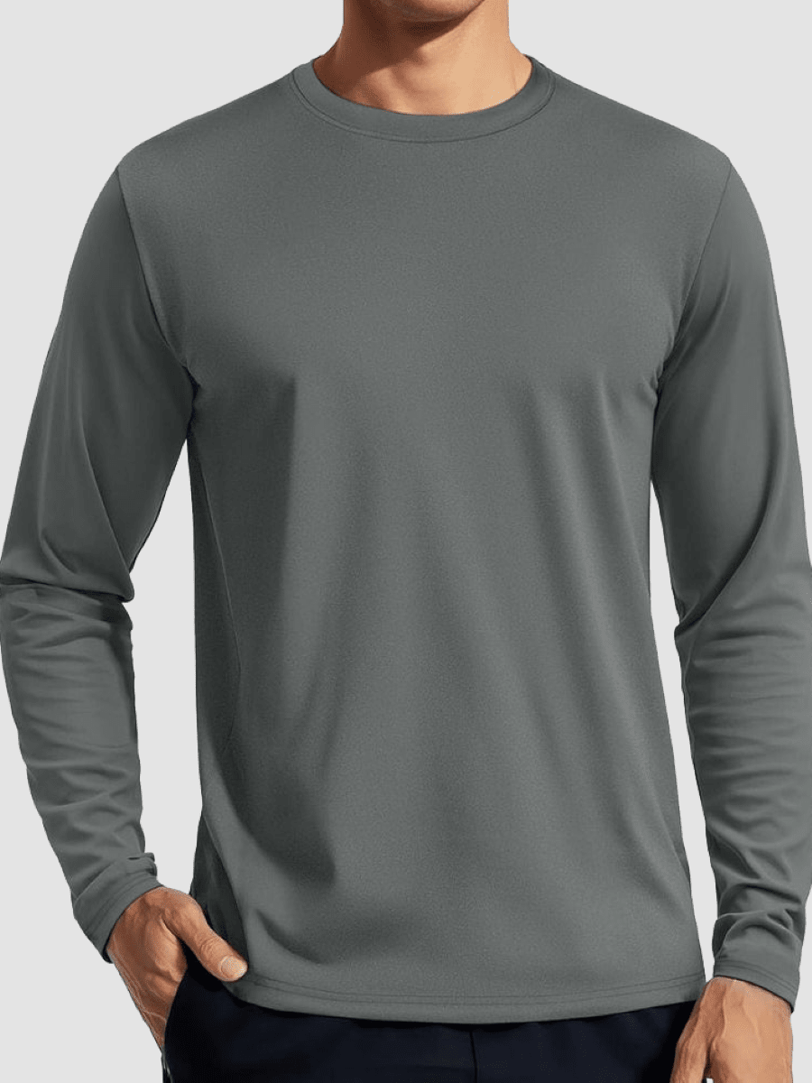TACVASEN Dark Grey Men's UPF 80+ Sun Shirt Quick Dry Long Sleeve Shirts