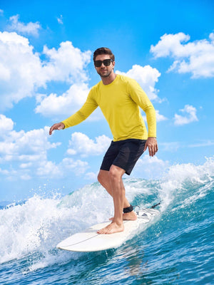 TACVASEN Yellow Men's UPF 80+ Sun Shirt Quick Dry Long Sleeve Shirts
