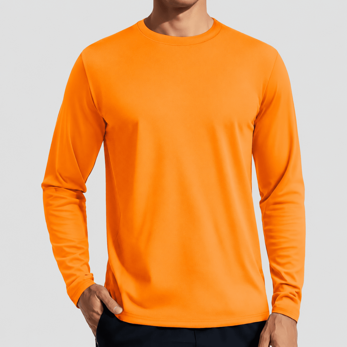 TACVASEN Orange Men's UPF 80+ Sun Shirt Quick Dry Long Sleeve Shirts